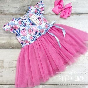 Pink Tulle Floral Hot Air Balloon Girls Dress